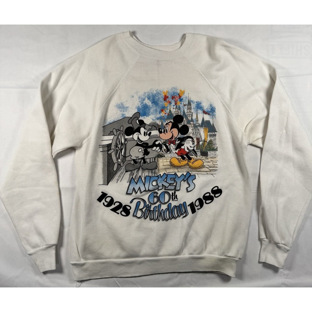 Vintage 1988 Mickey Mouse 60th Birthday Disney Wear USA Crewneck Sweatshirt Sz L